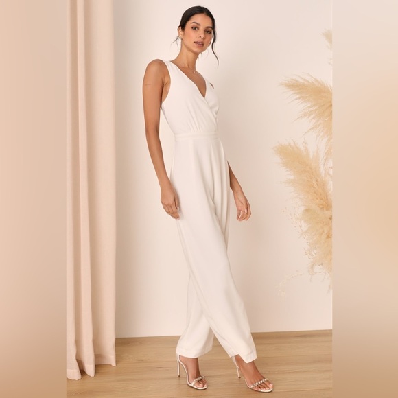 NWOT Lulus Kiska White Lace Wide-Leg Jumpsuit - Picture 3 of 7